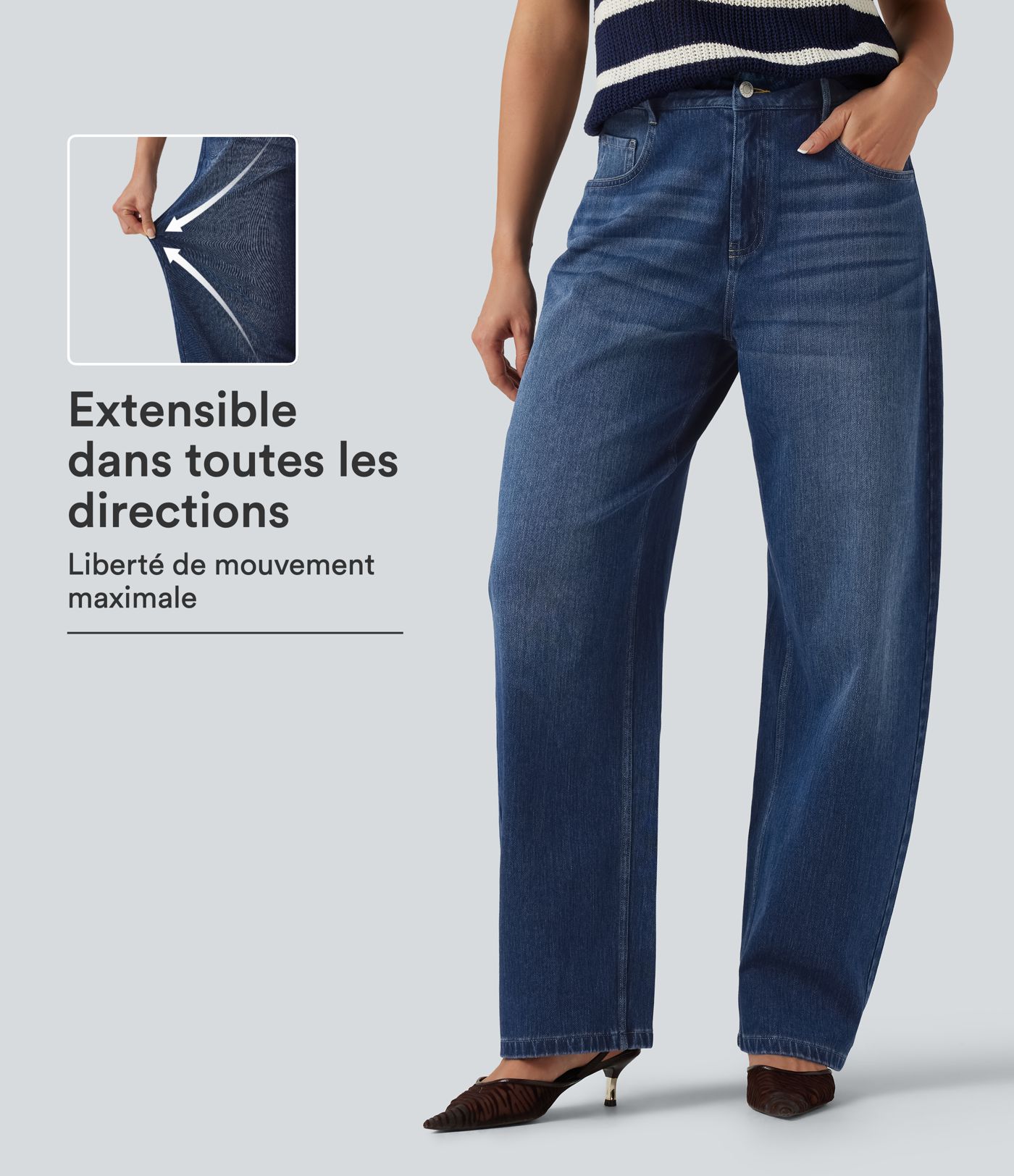 Jean Halara Flex™ taille mi-haute coupe barrel avec poches