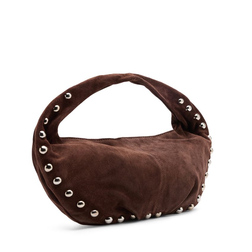 Manfield Donkerbruine suède schoudertas