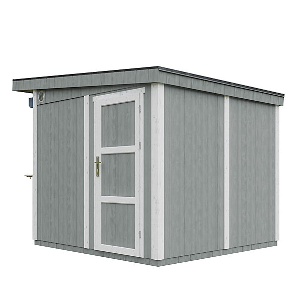 Grand stand marché avec comptoir 5,9 m2 - H240x248x305 cm - Construction de Panneaux LP Smartside M950-CAVERN STEEL - Timbela