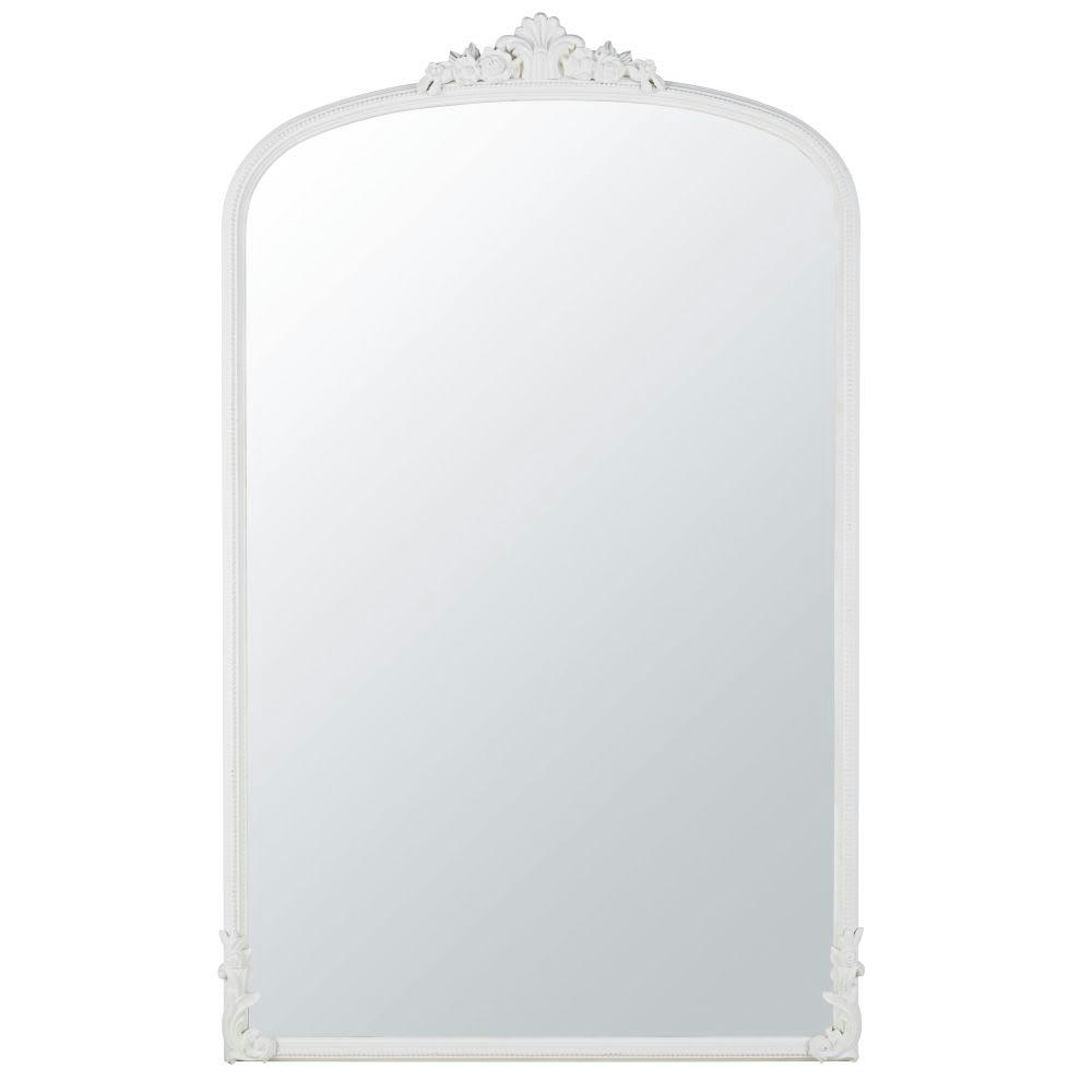 OMERA - Grand miroir rectangulaire à moulures blanches 118x194