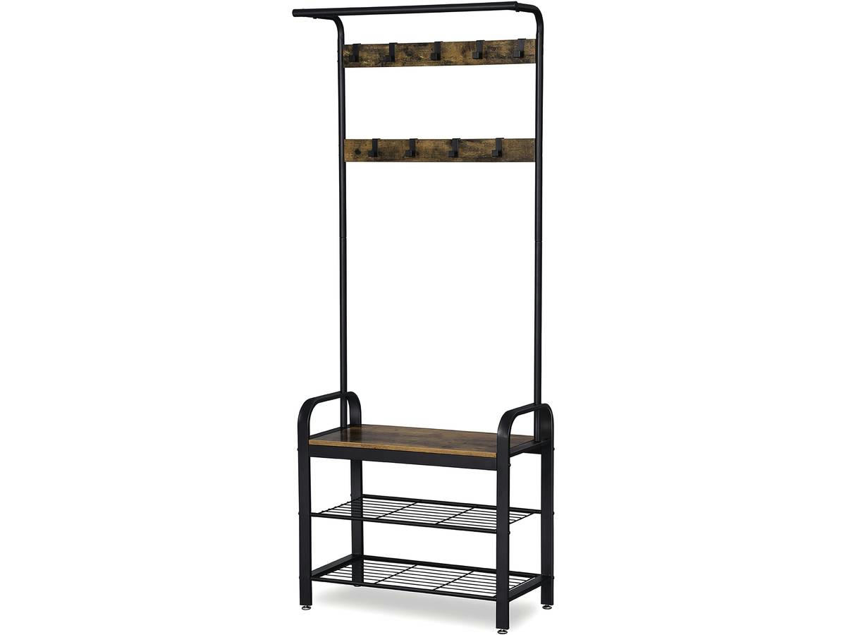 LAWSON - Portemanteau - 72 x 33,7 x 183 cm - brun rustique / noir