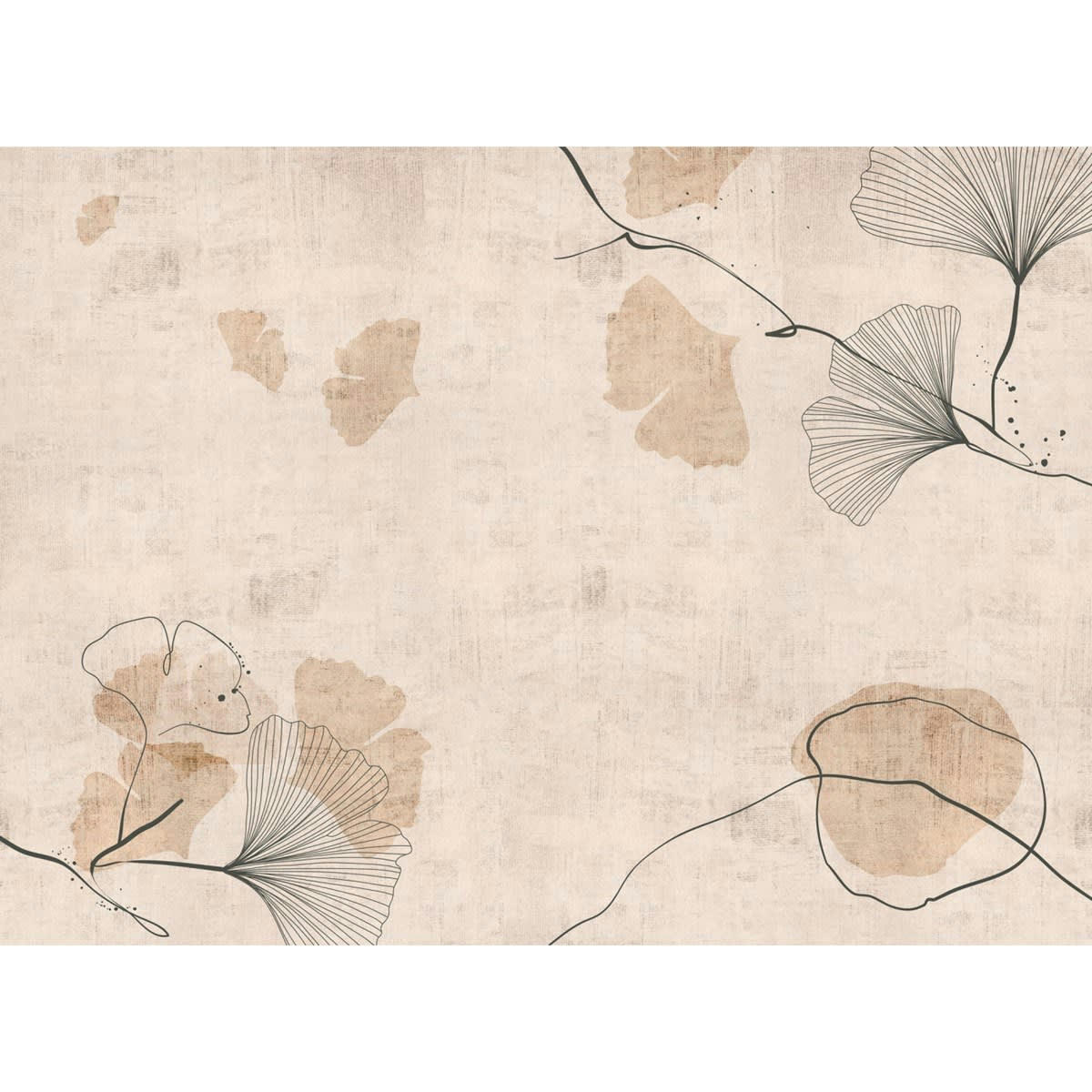 FOGLI DI CARTA - Papier peint panoramique motif imprimé Beige sable 384x280cm