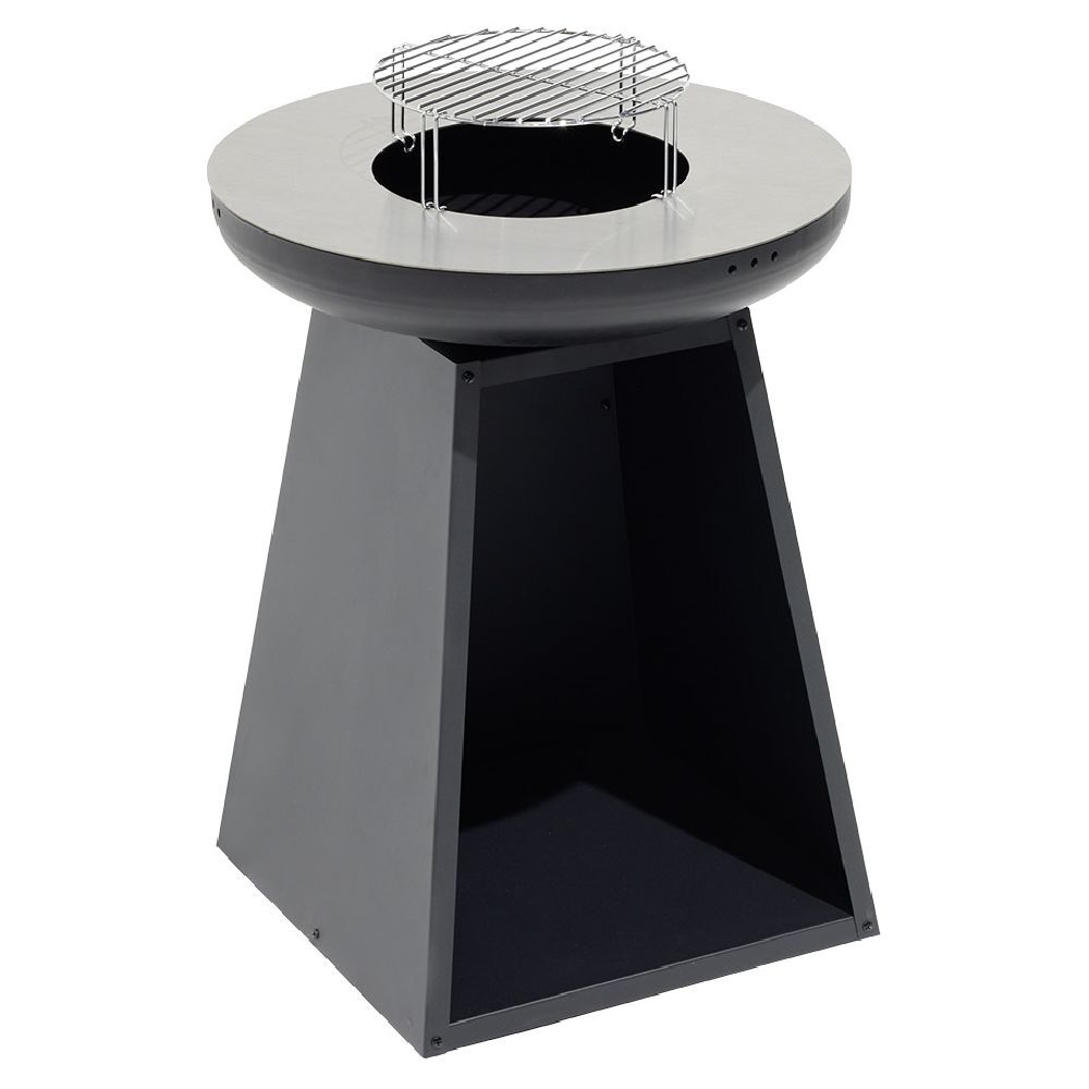 Barbecue brasero colonne Valparaiso plancha grill noir 50x50xH77,5cm