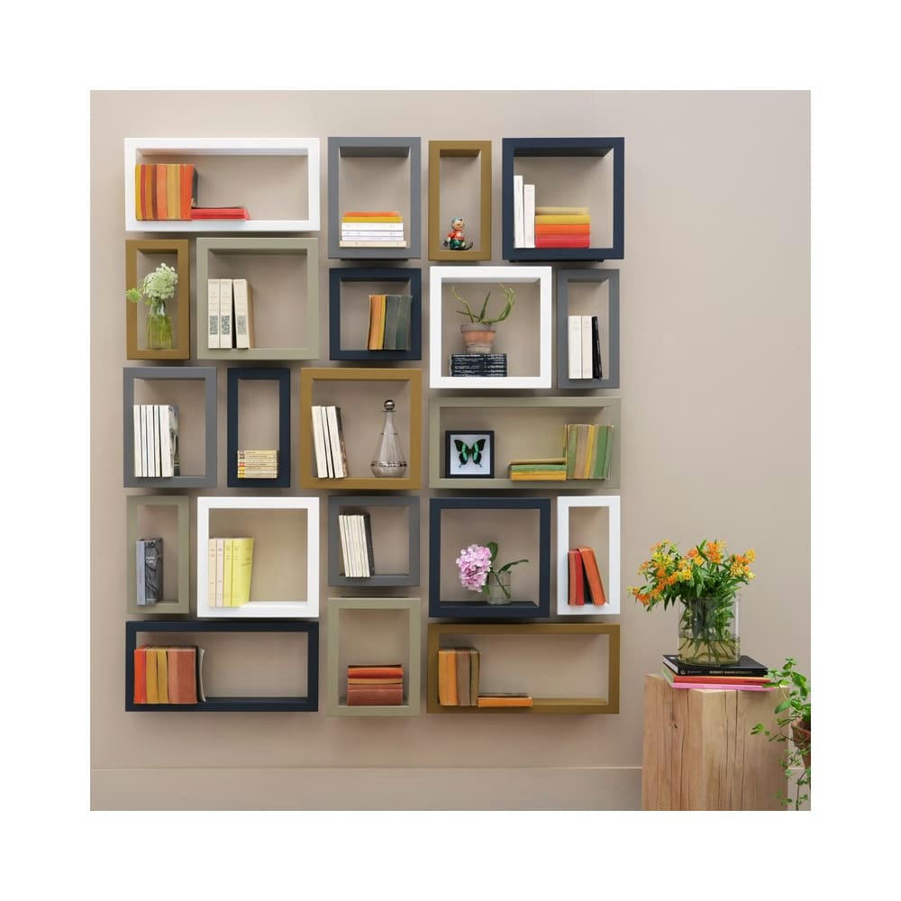 STICK - Etagère design carrée oxyde 28x28x8.5cm