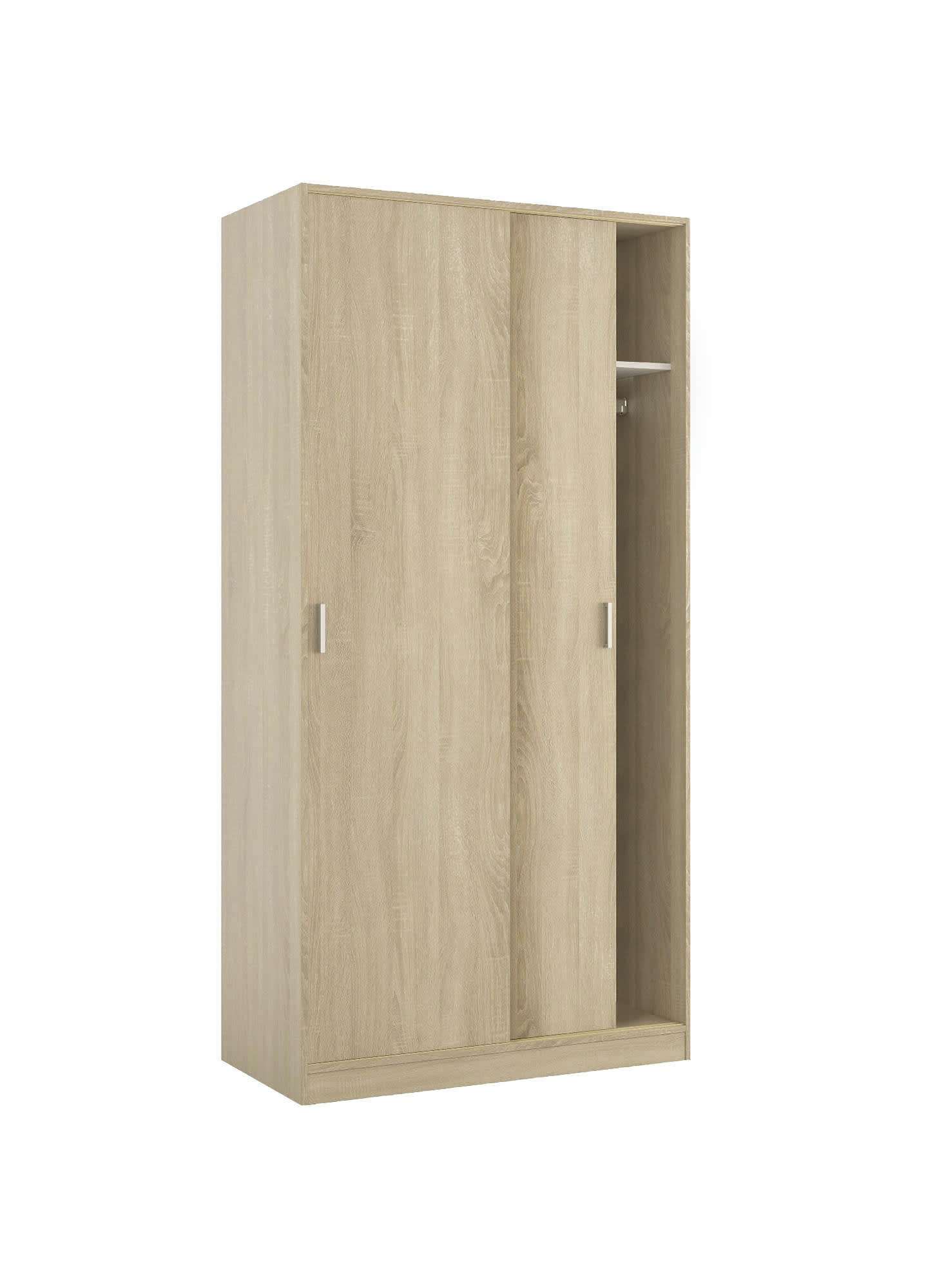 LANSING - Garde-robe à 2 portes coulissantes effet bois chêne