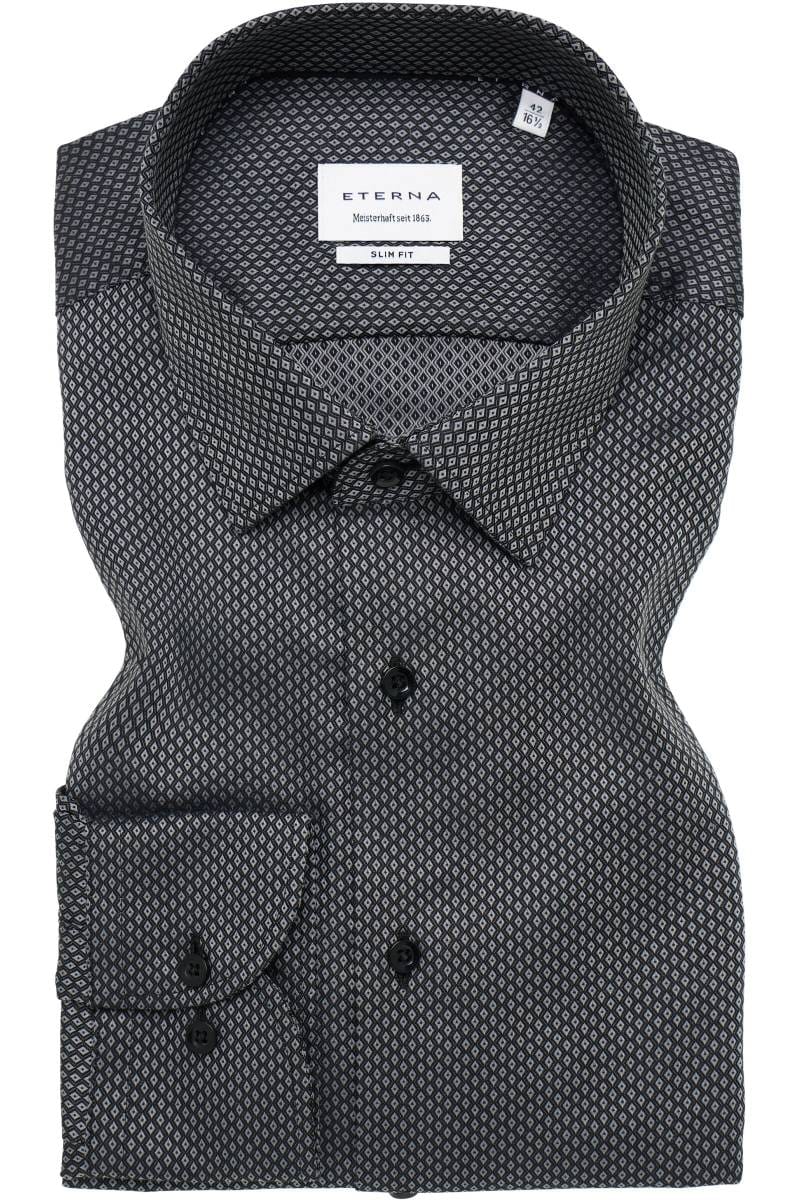 ETERNA Slim Fit Hemd anthrazit, Strukturiert