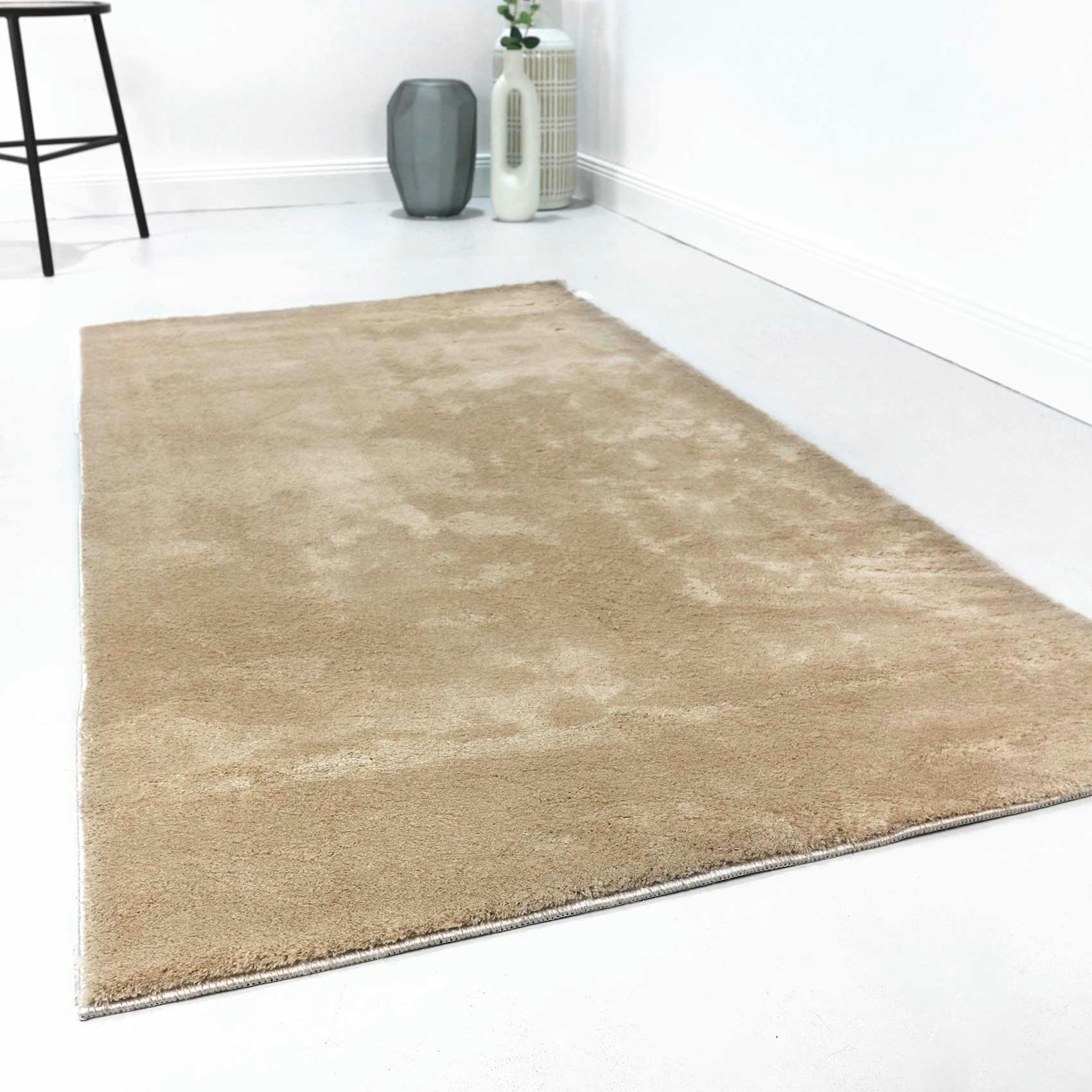 LAGO - Tapis tufté mèches rases beige sable 120x170