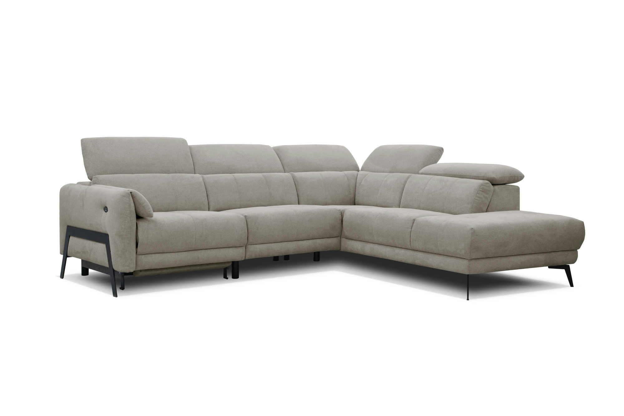 SCALA - Canapé d'angle droit 5 places relax électrique, Tissu Brooklyn truffle