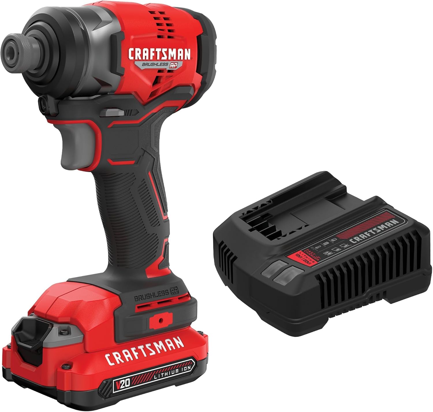 CRAFTSMAN V20 1/4 Inch Cordless Impact Driver Kit with Battery and Charger (CMCF813C1)