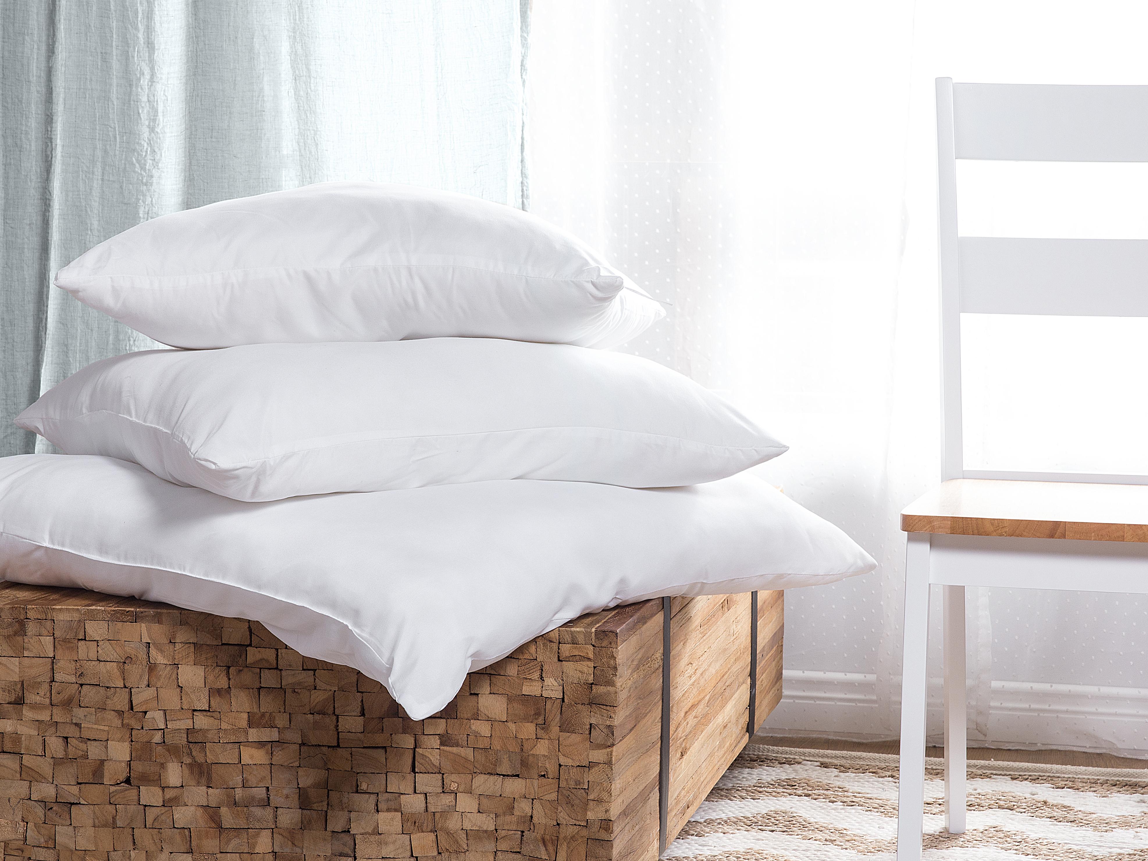 Set of 2 Bed Pillows ERRIGAL Low Microfibre 50 x 60 cm White