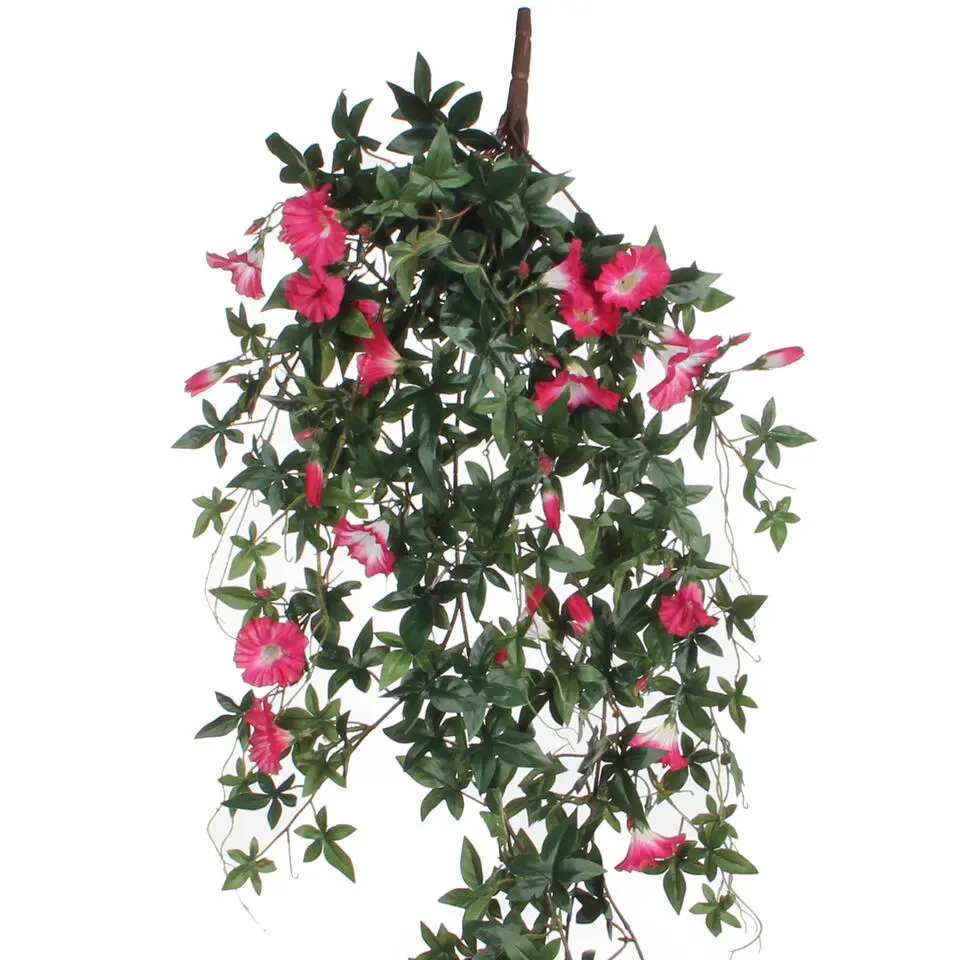 Mica Decorations Kunstplant - Petunia - groen met roze - 80 cm