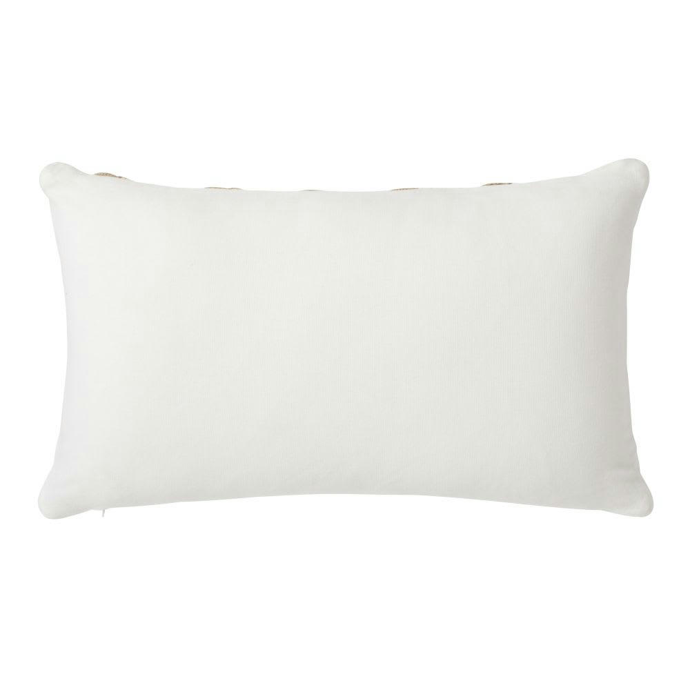 NOONA - Coussin en coton écru motifs graphiques en jute 30x50