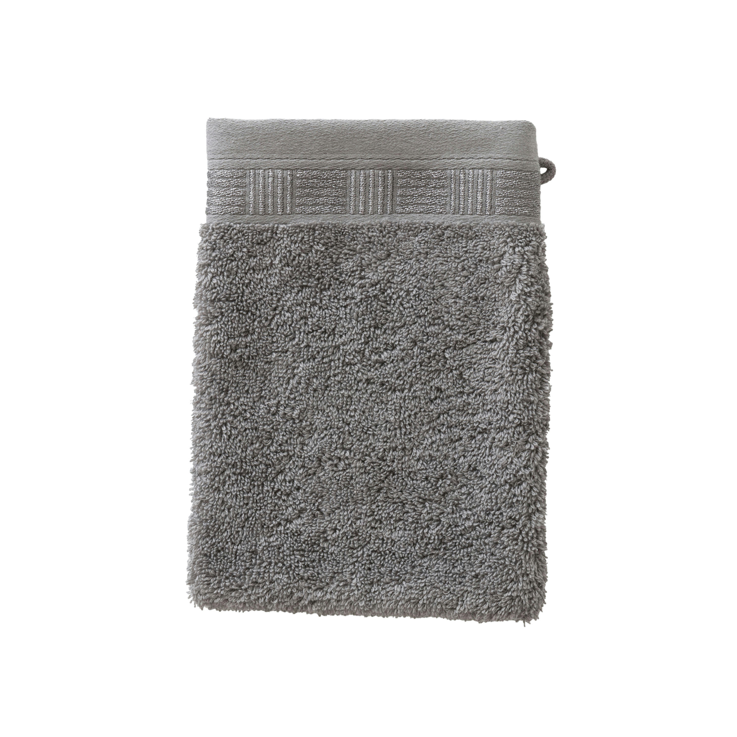 TITANE - Gant de toilette Gris Etain bouclette jacquard gris 15 x 21 cm