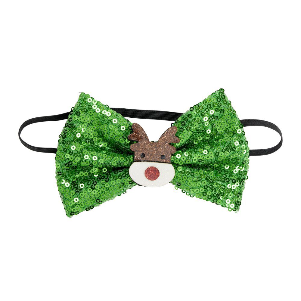 Noeud papillon No&euml;l ajustable pailleté 8x12cm (2 modèles rouge ou vert)