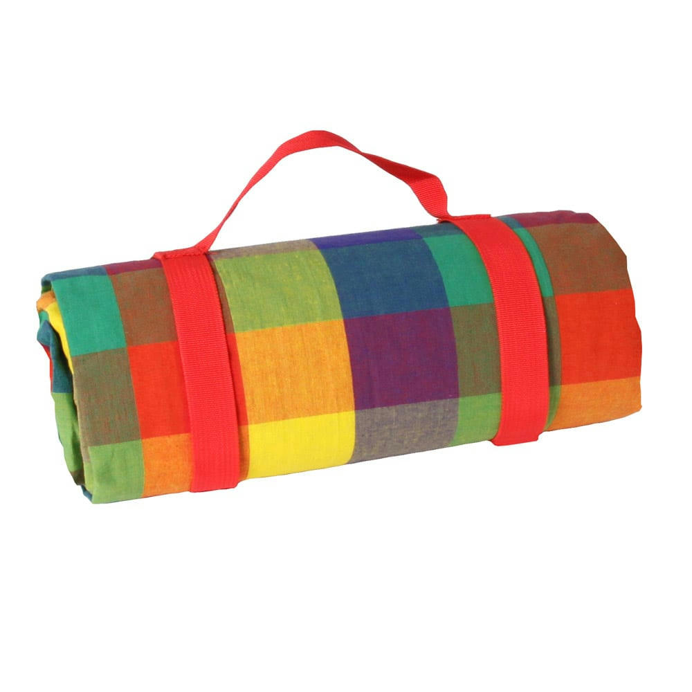 - Nappe pique-nique imperméable aux carreaux multicolore 140x140 cm