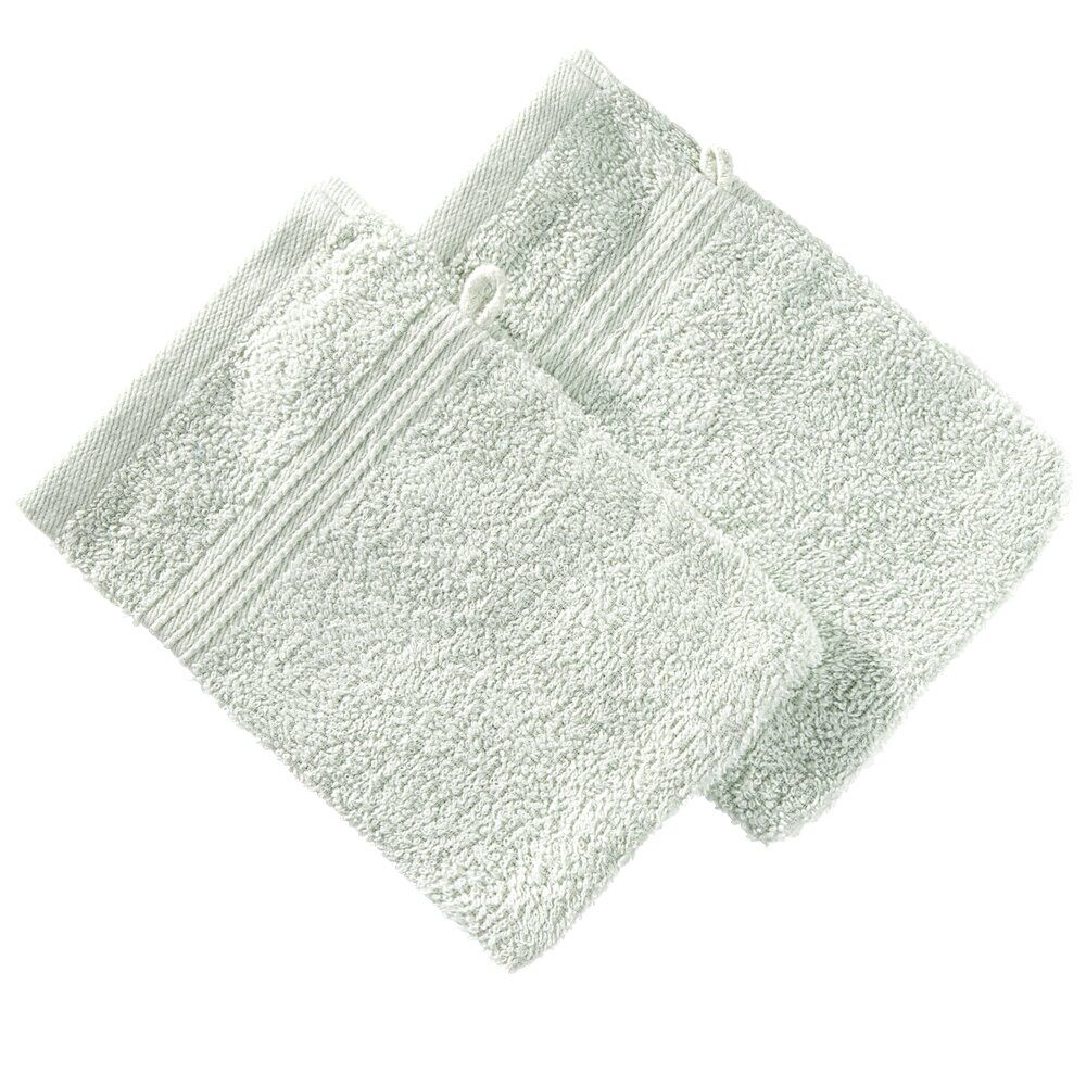 Gant de toilette x2 coton vert céladon