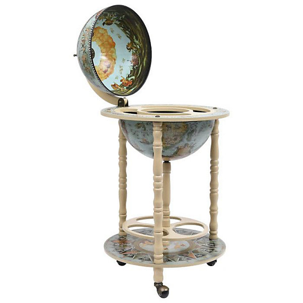 Bar sous forme de globe - VIDAXL - Armoire à vin - Bois solide - Bleu et Blanc - Mobilité facile