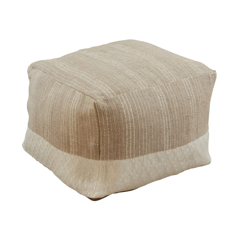 Cotton Floor Pouf With Two-Tone Design
