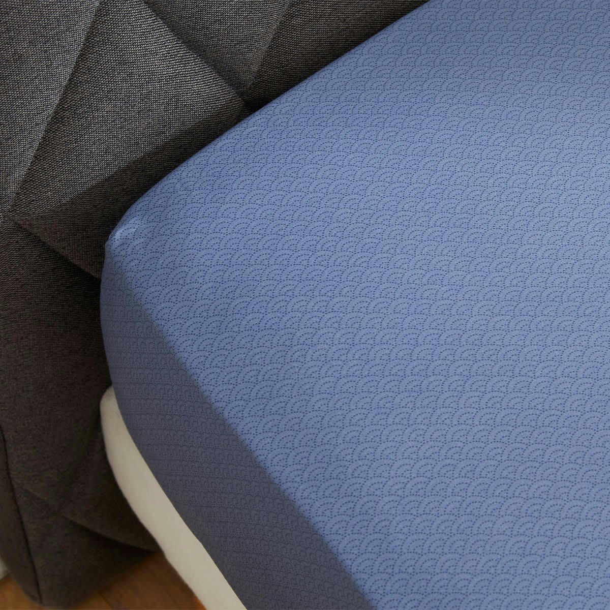 INDIRA - Drap housse satin bleu foncé 160x200 cm