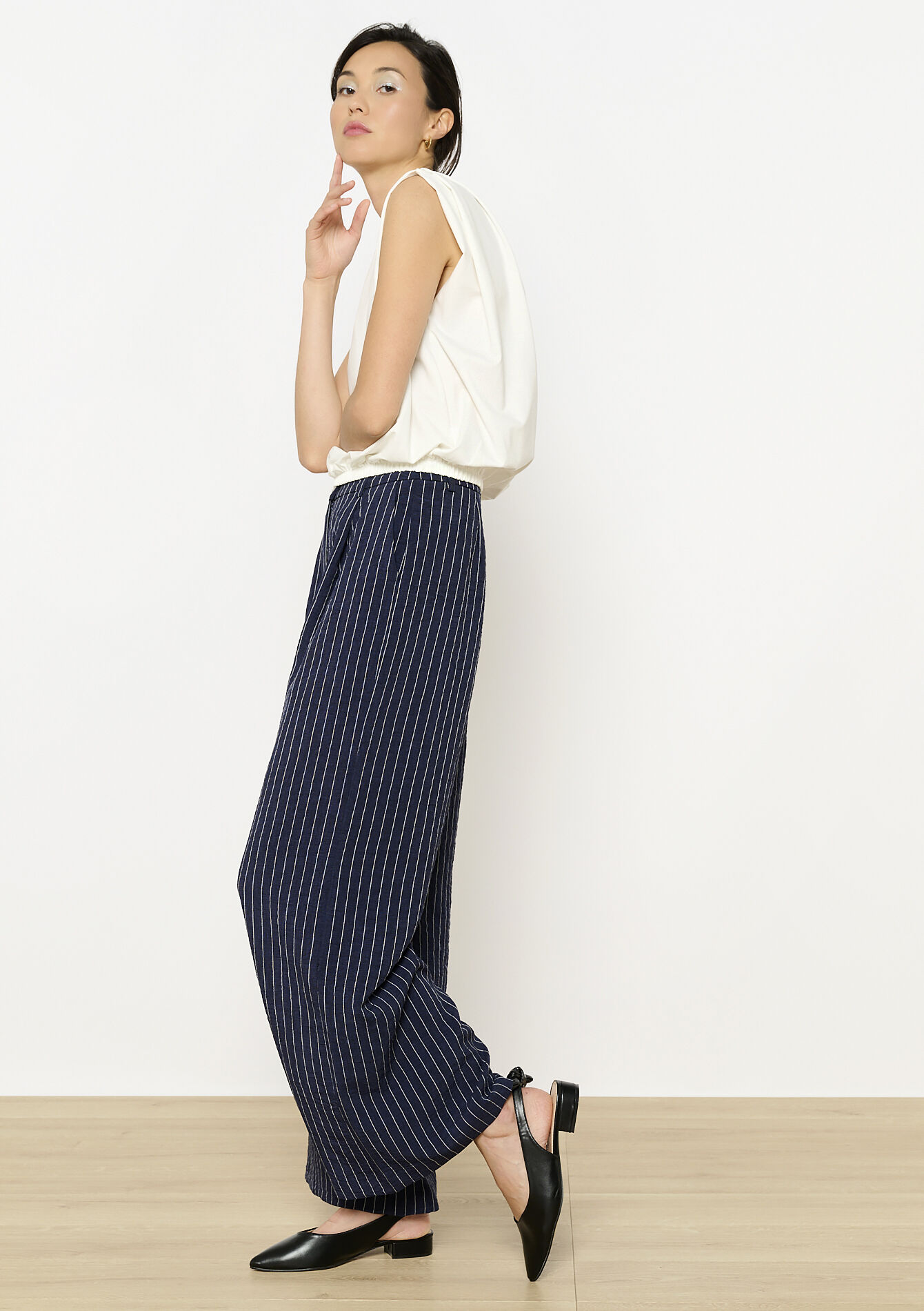 Geklede broek met krijtstrepen