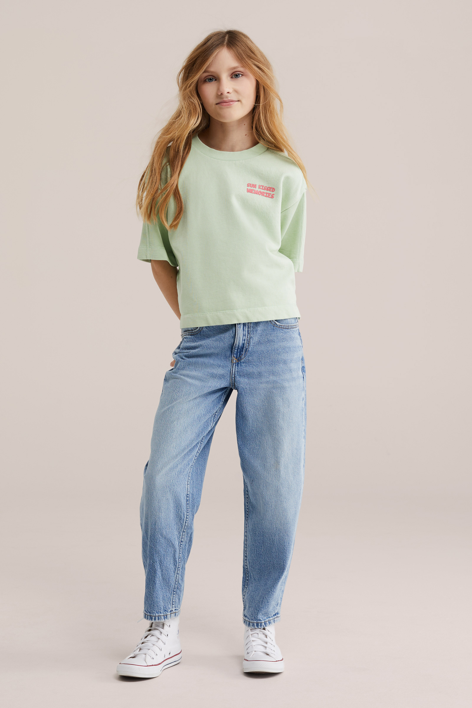 Meisjes oversized sweat shirt met print