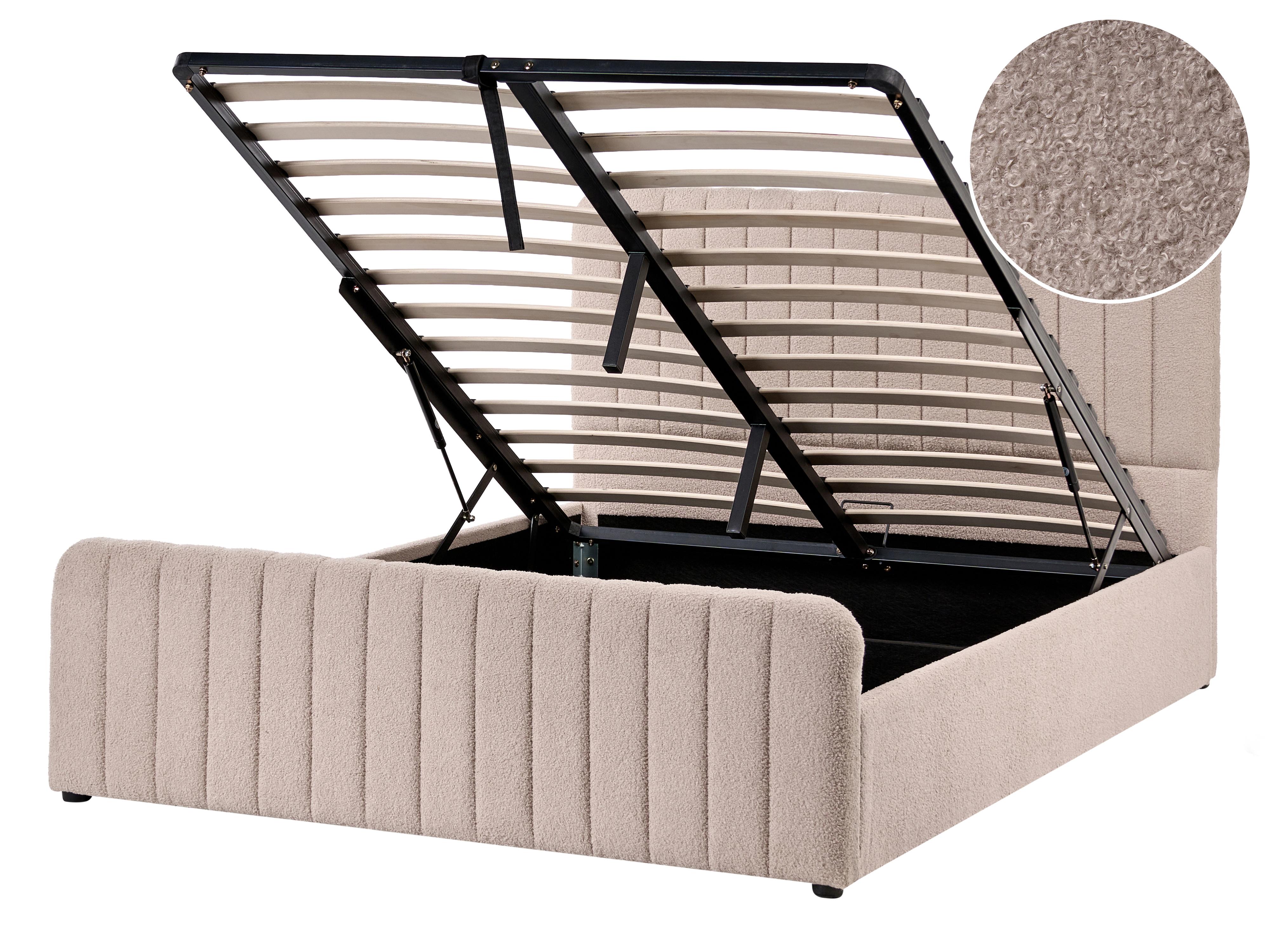 Ottoman Bed Boucle LUNAN 140 x 200 cm (EU Double) Beige