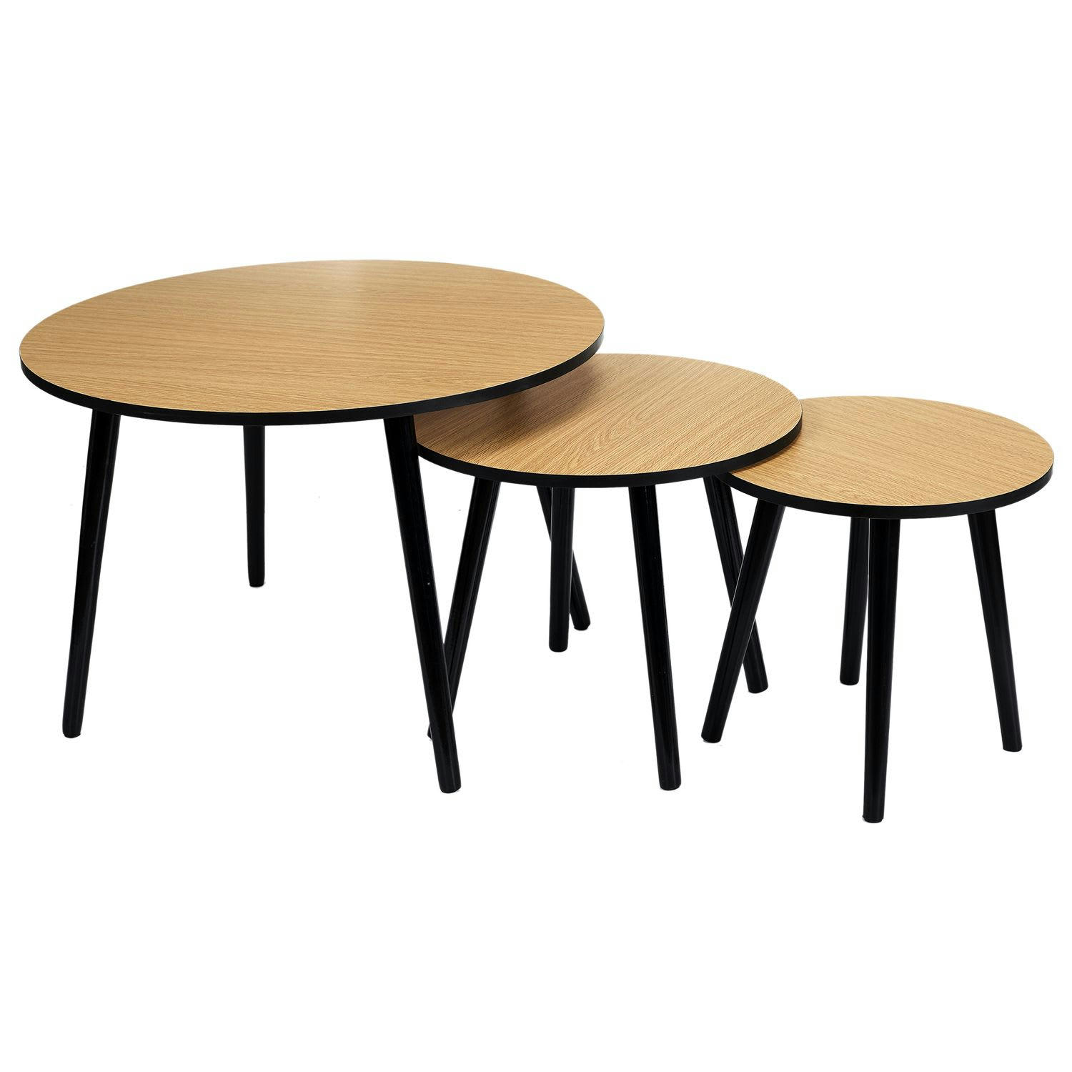 INDUS - Trio de tables gigogne noir et bois noir