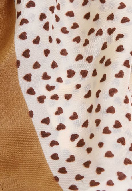 Womens Brown Heart Print Multiway Scarf