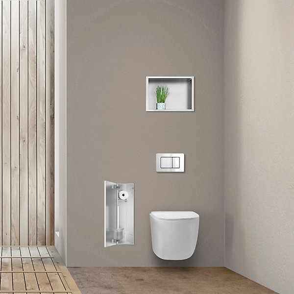 Balneo Armoire encastrée sous carrelage pour brosse WC gauche 68,2cm