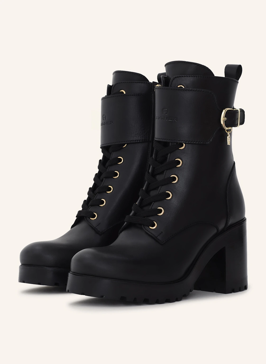 AIGNER block heel lace bootie AMY 23D