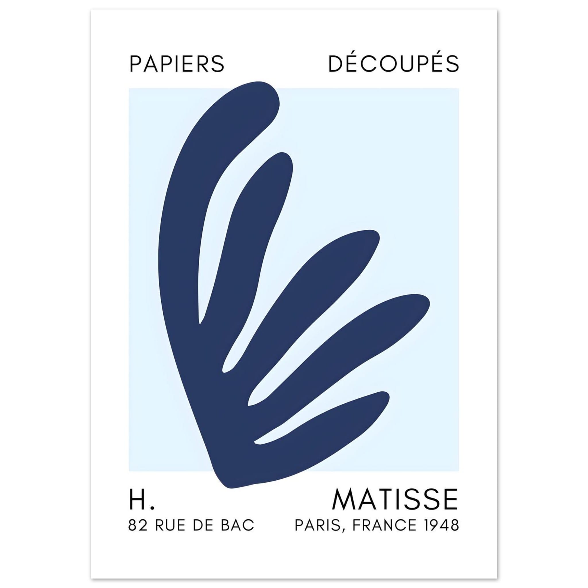 Artfulprints Poster Matisse – Aquatic impression navy blue I  - 50x70 cm - Blauw