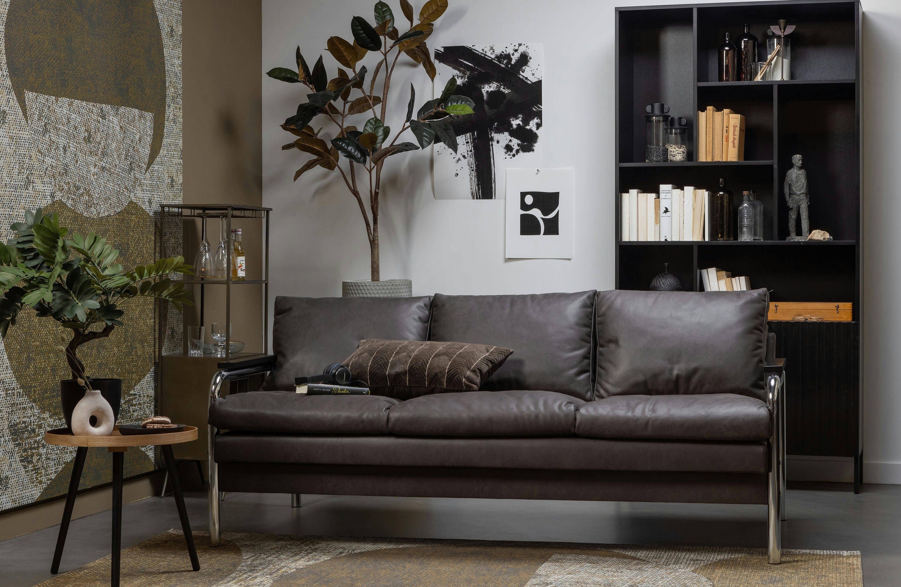 FINCA - Canapé 3 places en tissu gris