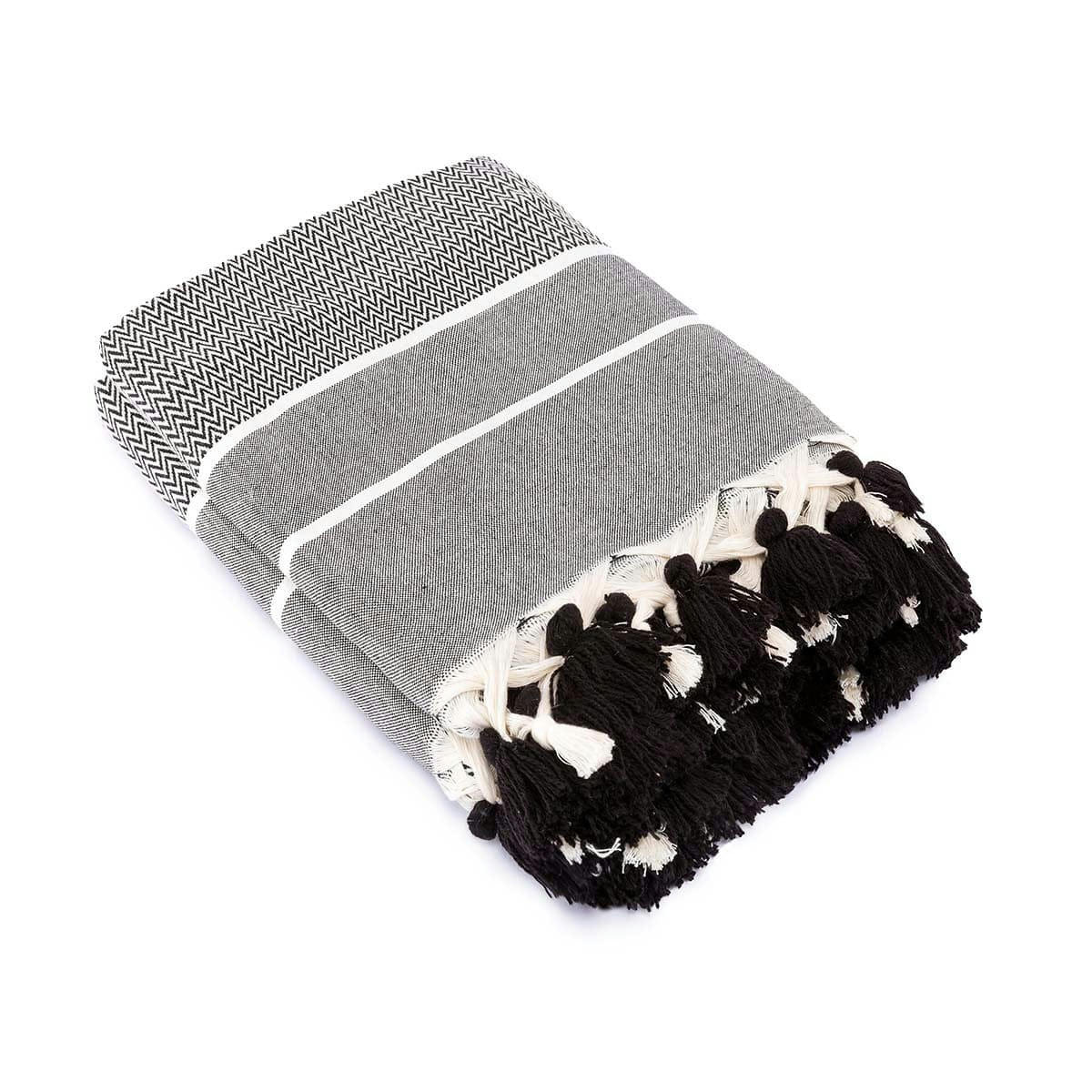 STOCKHOLM - Plaid coton  130x170 noir