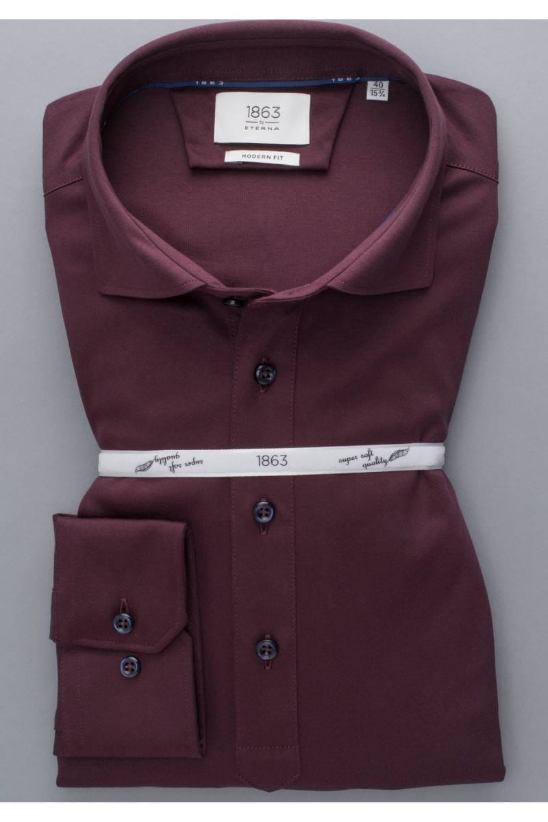 ETERNA 1863 Modern Fit Longsleeve Poloshirt dunkelrot, Einfarbig