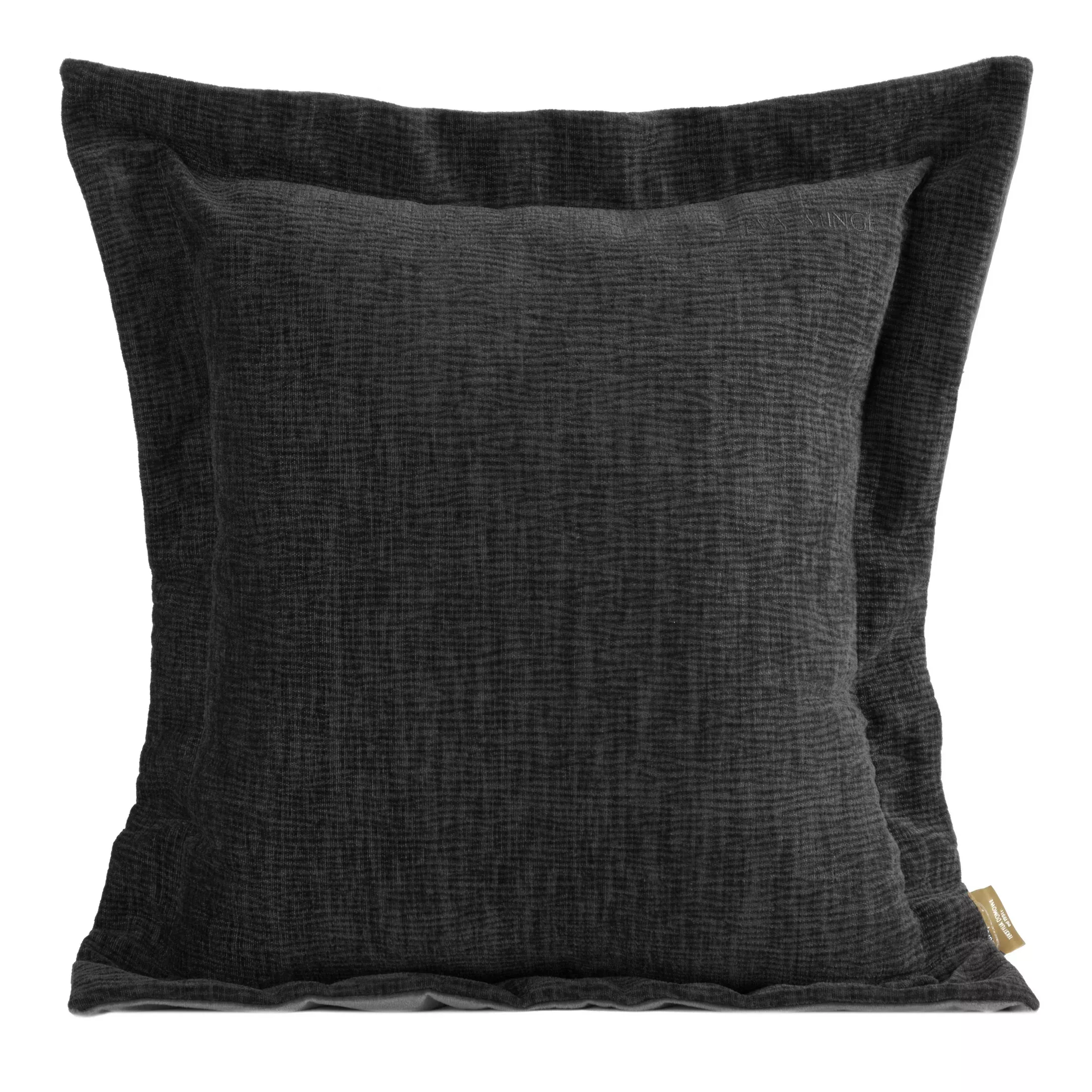 Poszewka na poduszkę55x55 cm z szenilowej tkaniny czarna o widocznym ozdobnym splocie Eva Minge Elegante