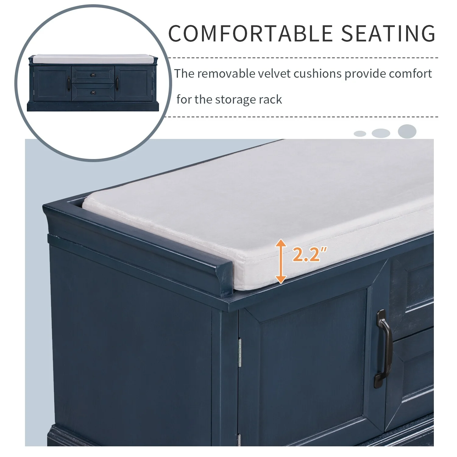 TREXM Storage Bench with Drawers and Cabinets