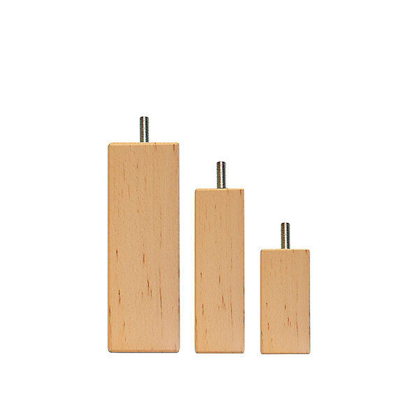 Jeu de 4 pieds de lit carrés en bois Hauteur 10 cm
