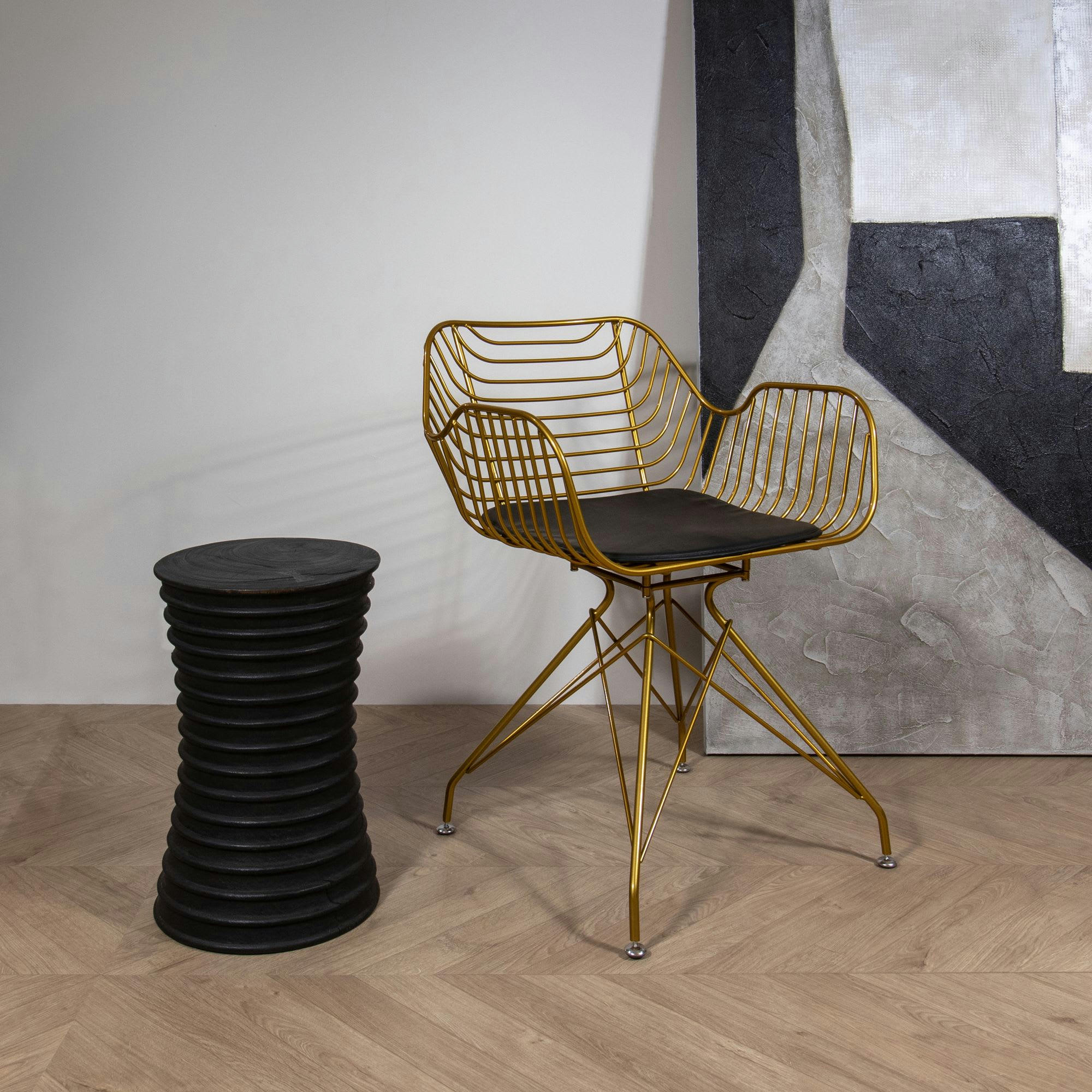 HOUSTON - Lot de 2 fauteuils de table en métal doré