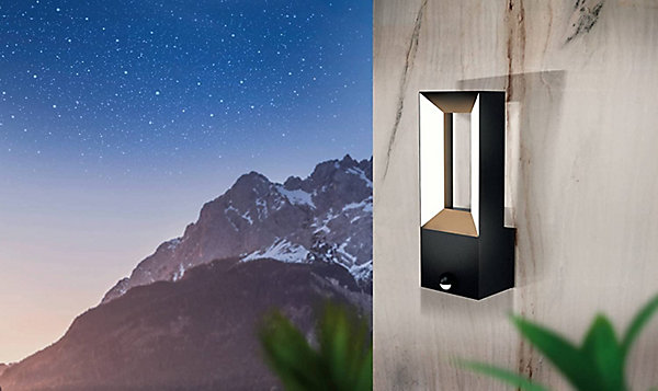 Applique murale LED intégrée à détection Riforano noir IP44 640lm Eglo