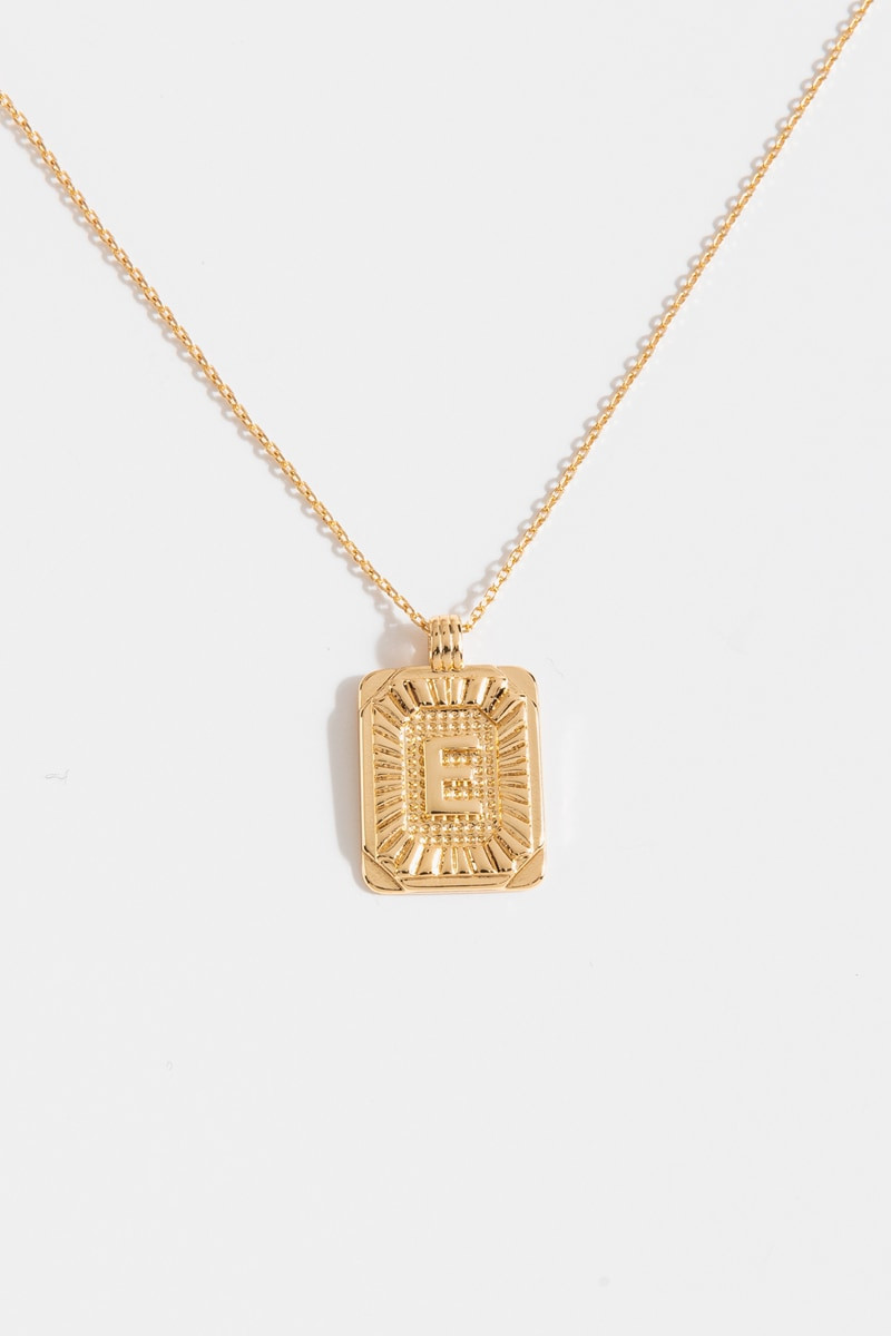 Initial ID Tag Pendant Necklace