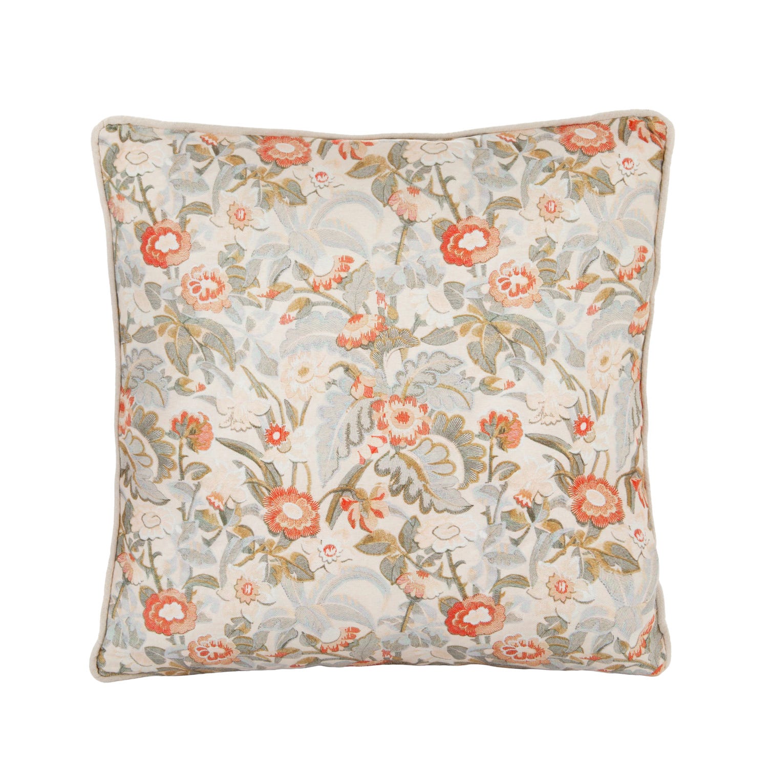Cuscino divano 45x45 cm fiori corallo