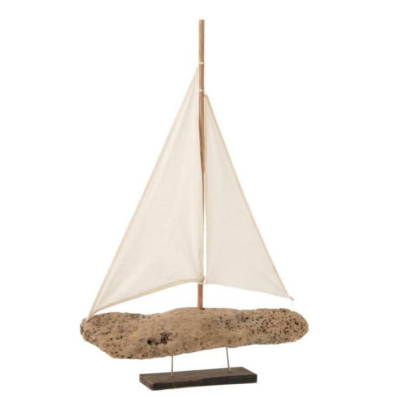 BOIS - Voilier sur pied bois flotté naturel H65cm