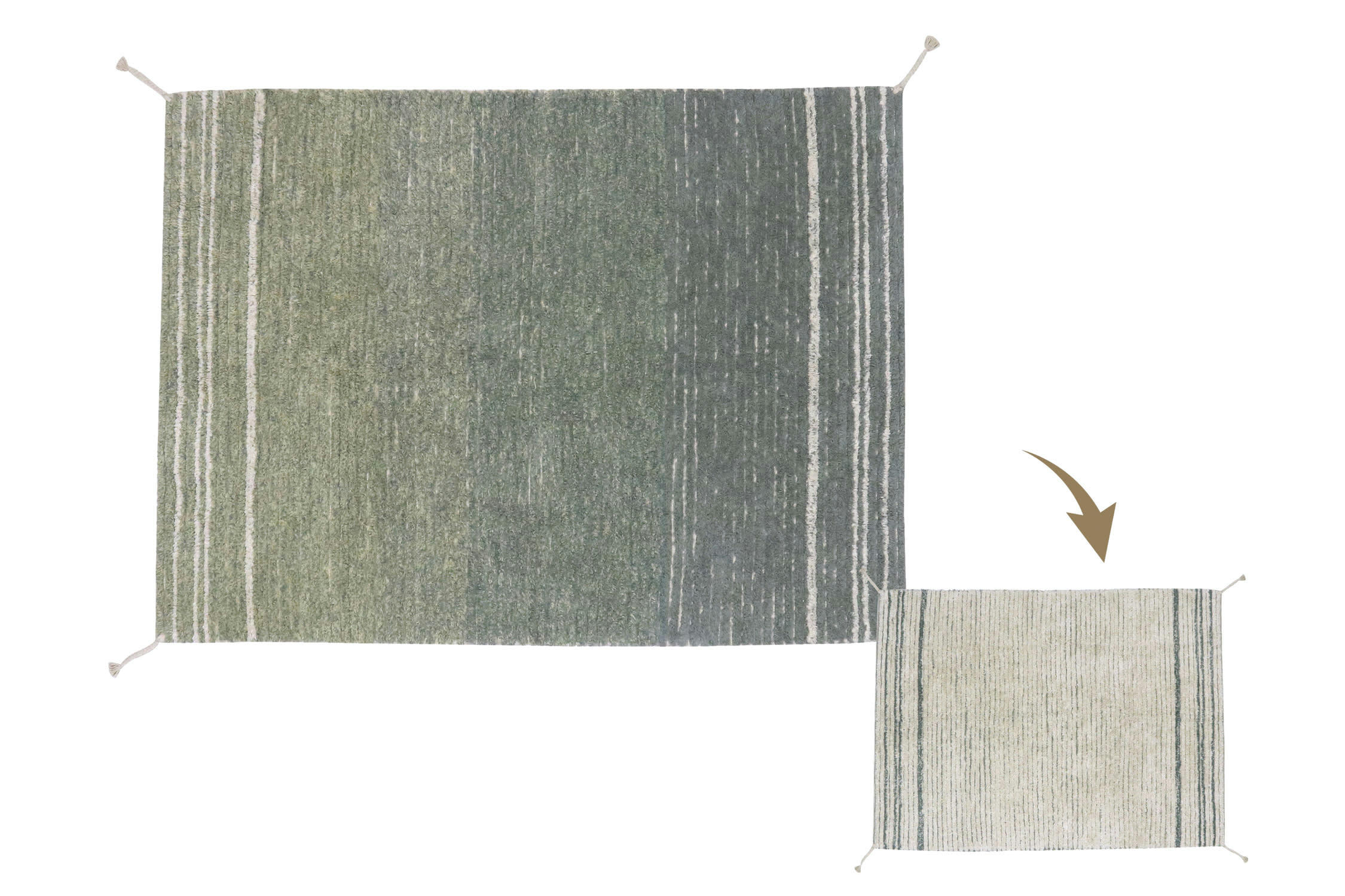 REVERSIBLE - Tapis lavable en coton bleu 120x160