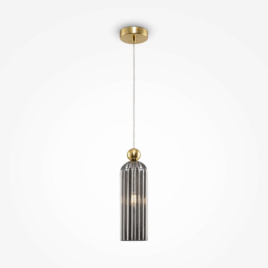 Suspension cuisine verre gris fumé forme cylindre SOLANA