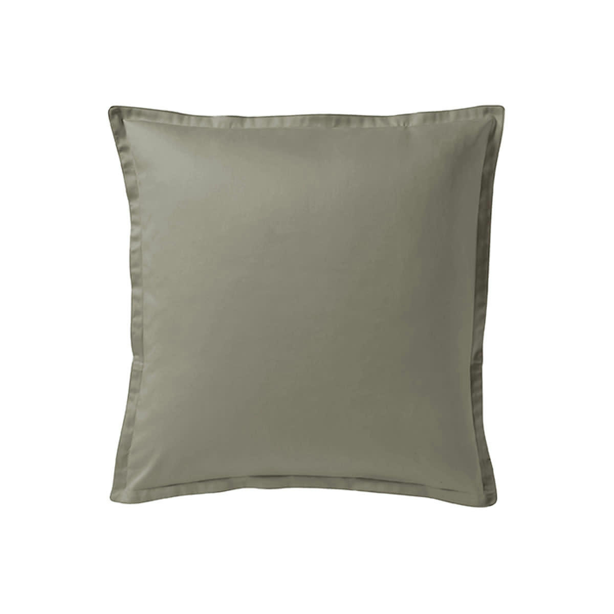 TEOPHILE - Taie d'oreiller en satin de coton bio kaki 65x65