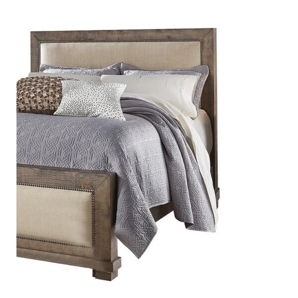 Willow Upholstered Headboard Weathered Gray