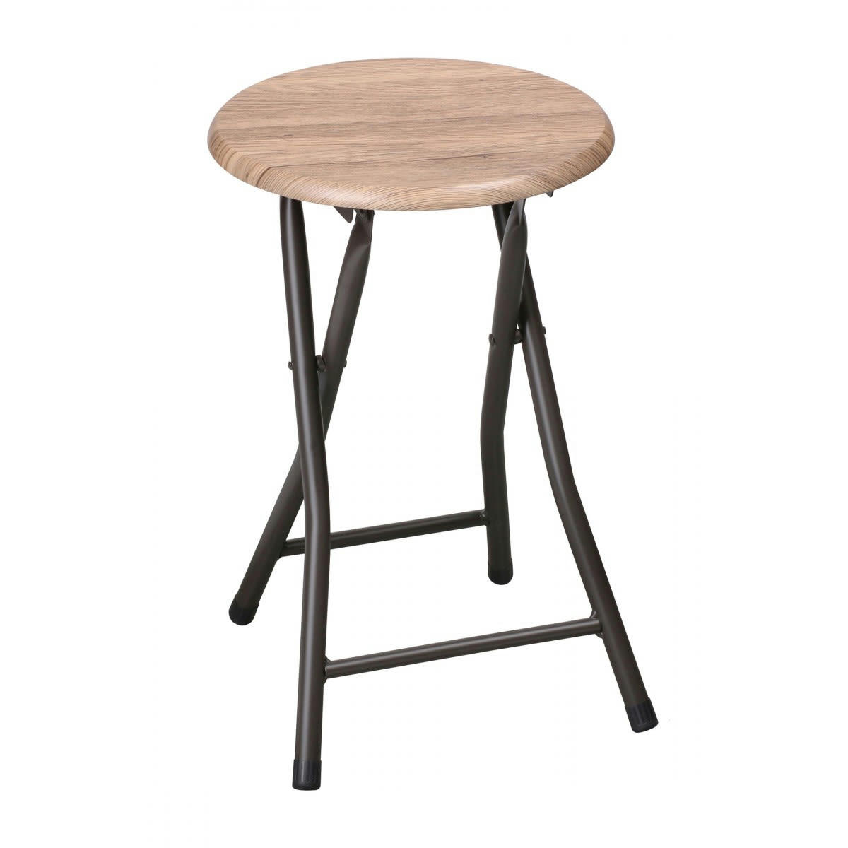 DOCK - Tabouret pliable métal noir et bois MDF