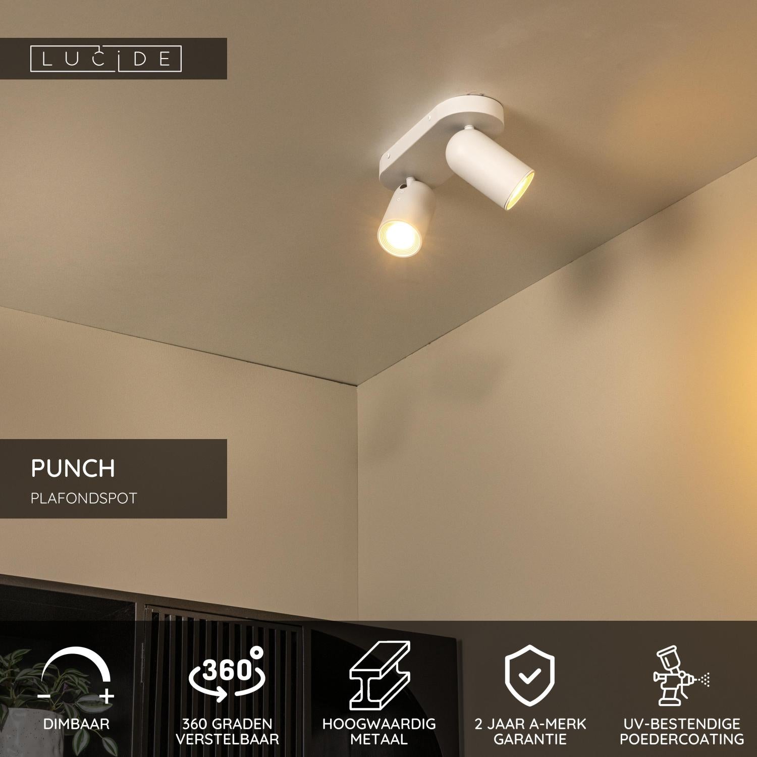 Lucide PUNCH Plafondspot - Wit