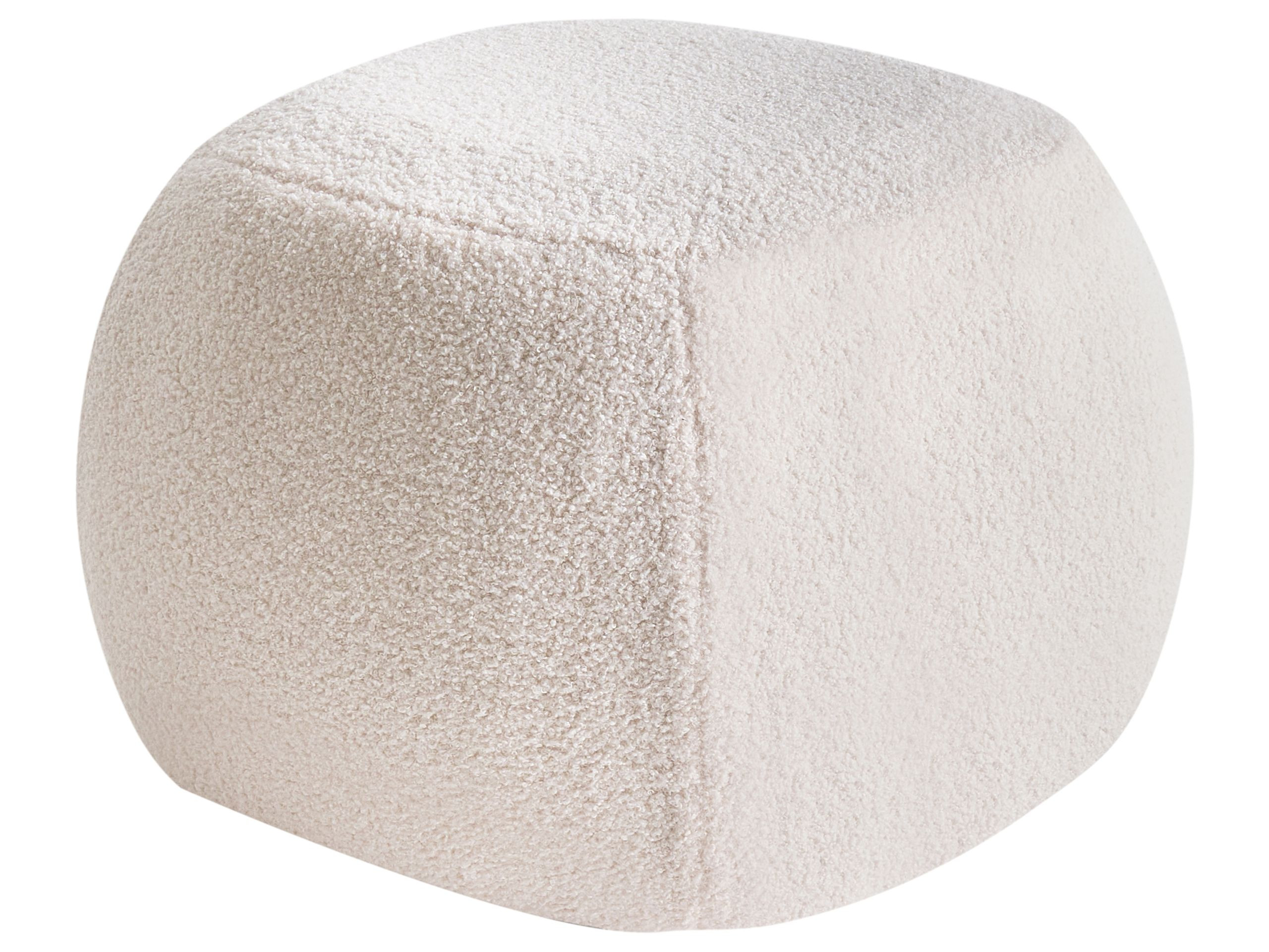 Puf podnóżek boucle 50 x 33 cm złamana biel nowoczesny wygląd