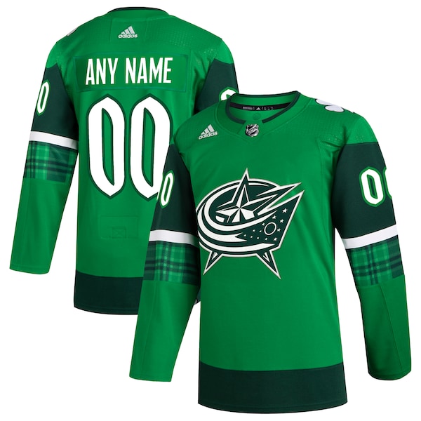 Columbus Blue Jackets adidas St. Patrick's Day Authentic Custom Jersey - Kelly Green